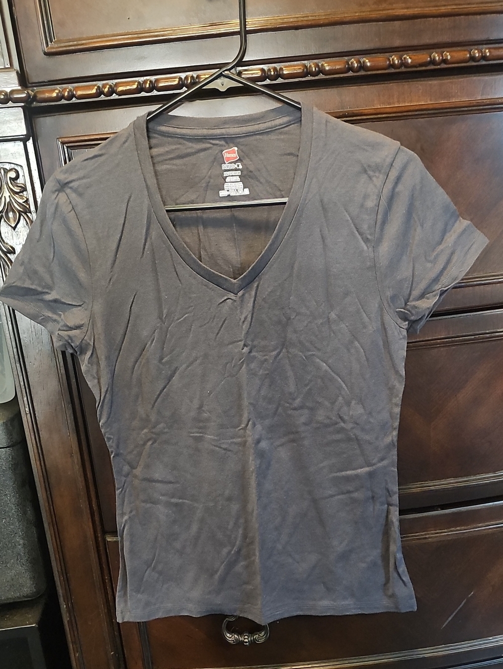 Hanes Women's V-Neck Short Sleeve Tee - Charcoal